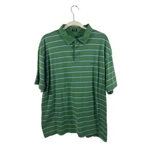 Vans Men XL Green Blue Polo Shirt Stripes Short Sleeves 100% Cotton
